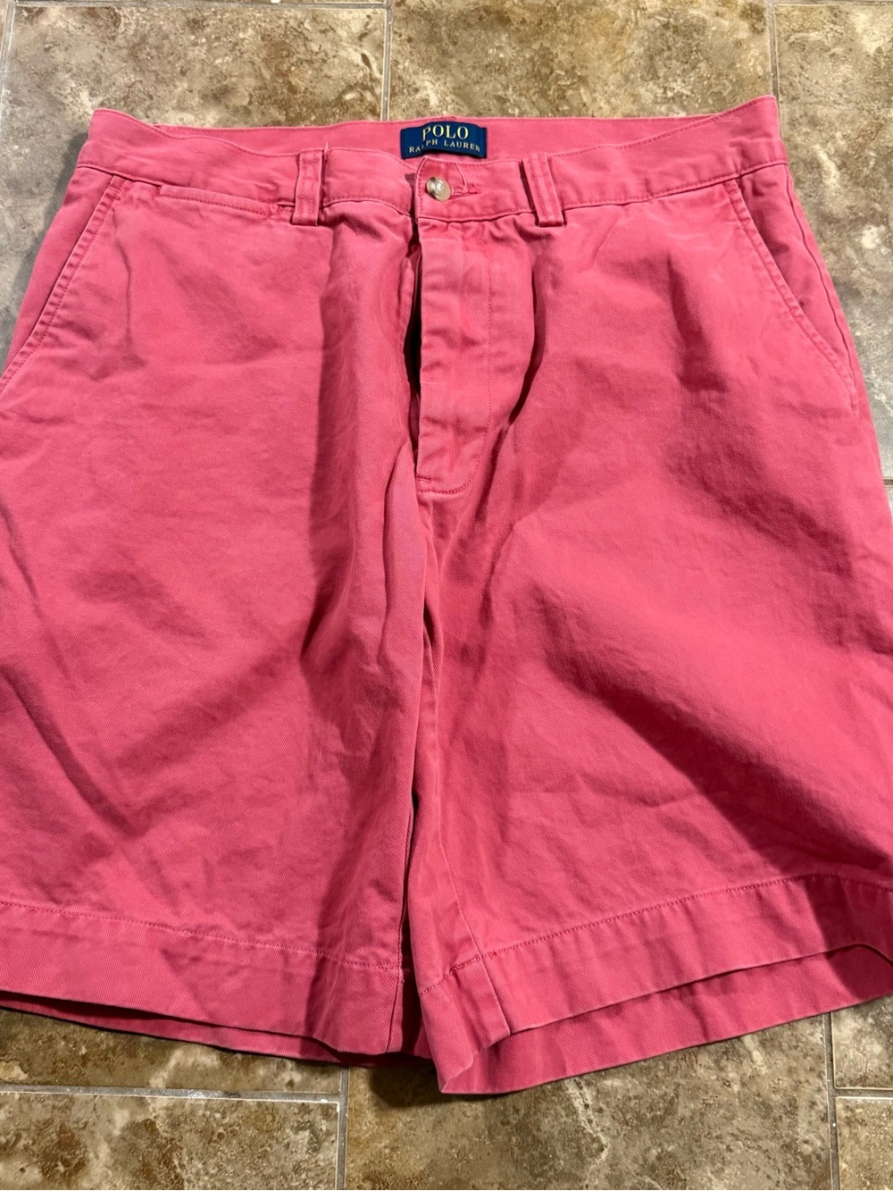 Ralph Lauren Men's Coral Pink Flat Front Cotton Shorts
